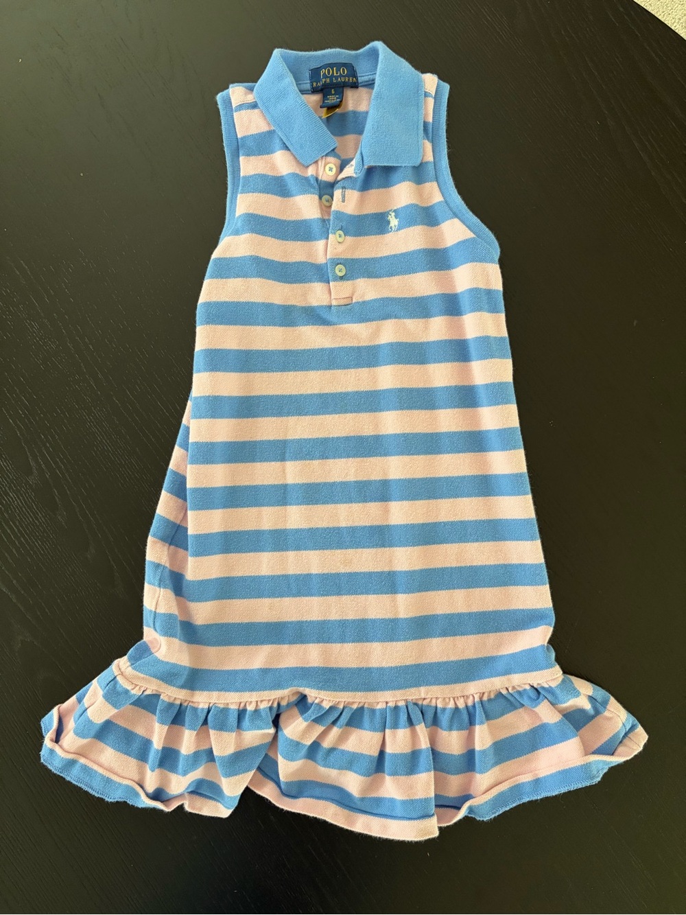 Polo by Ralph Lauren Girls Blue and Pink Striped Polo Dress